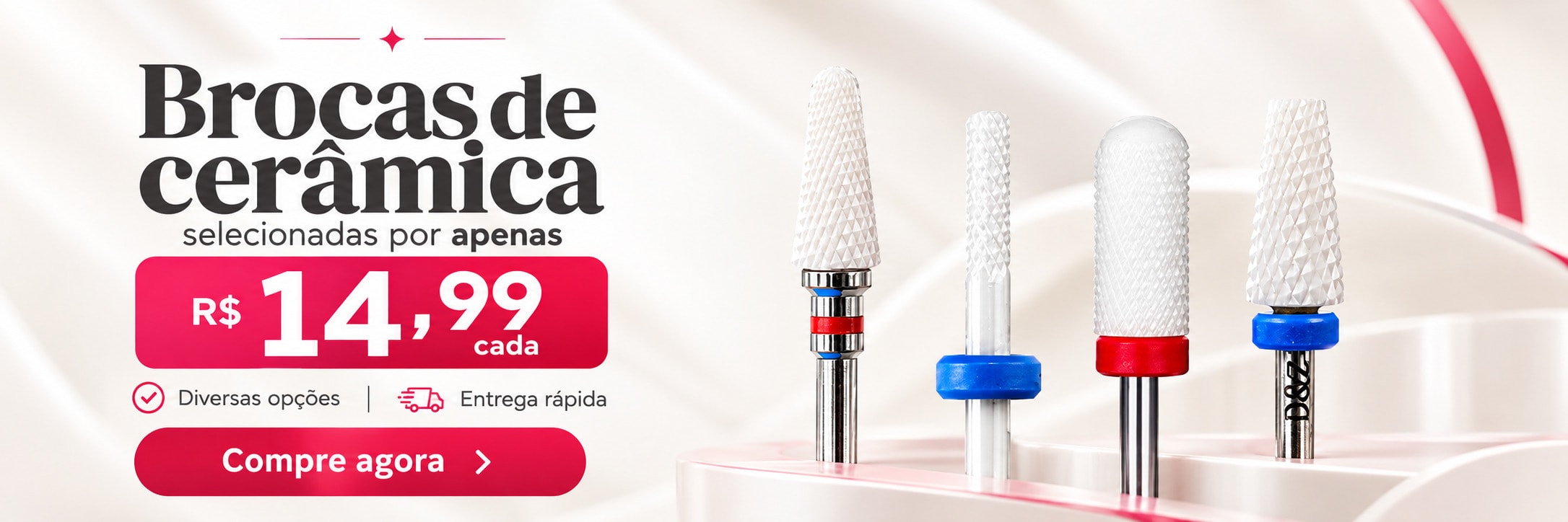 Brocas de cerâmica diversas opções por R$ 14,99 cada, até 12/10/2026