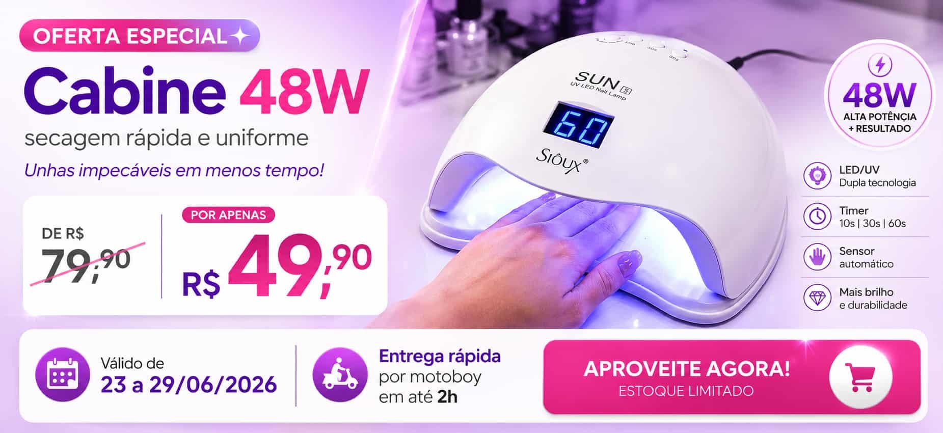 Promoção de cabine para unhas