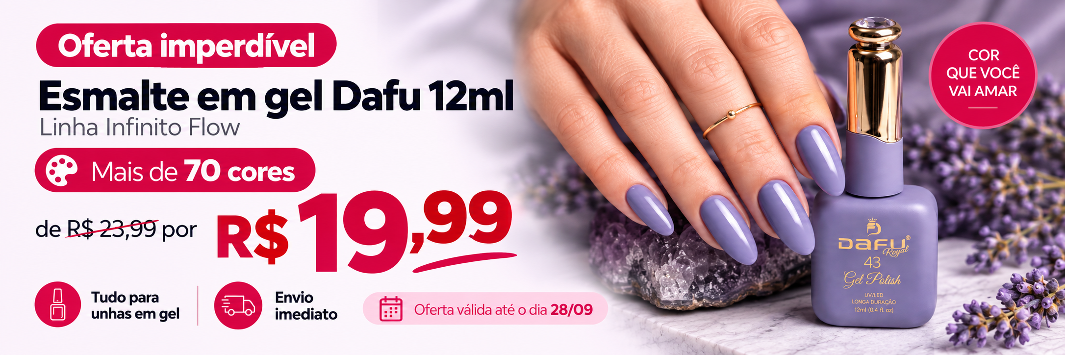 Esmalte em gel Dafu Infinito Flow por R$ 19,99, oferta até 28/09