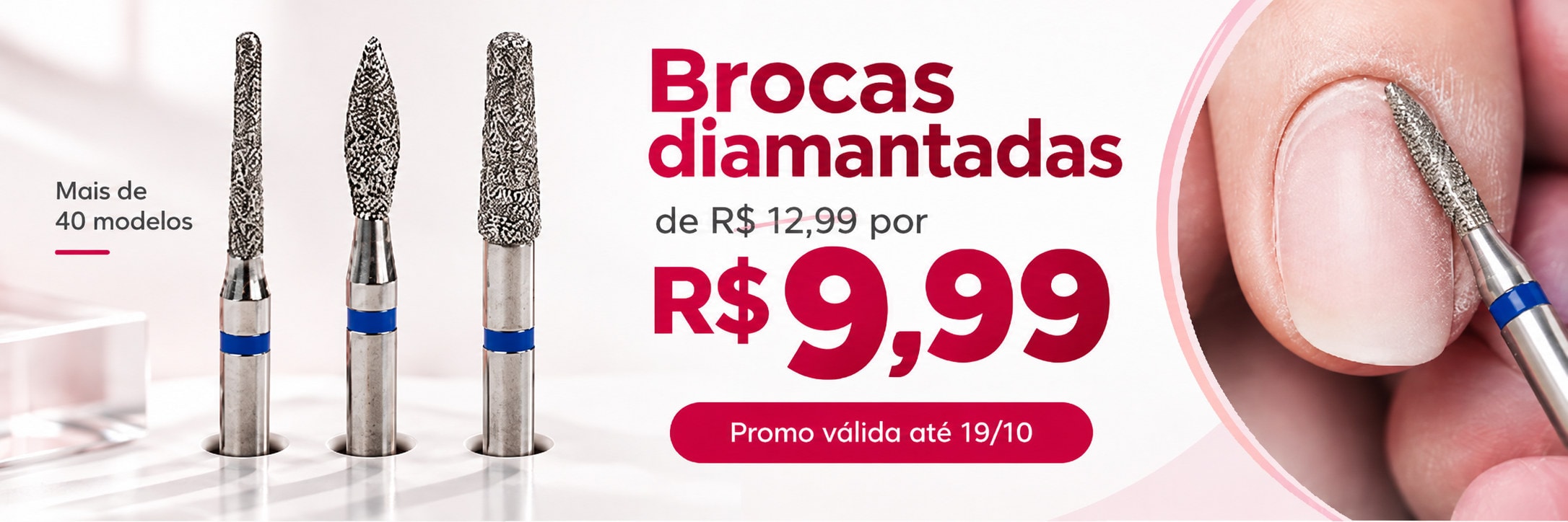 Brocas diamantadas, mais de 40 modelos, por R$ 9,99, até 19/10/2026