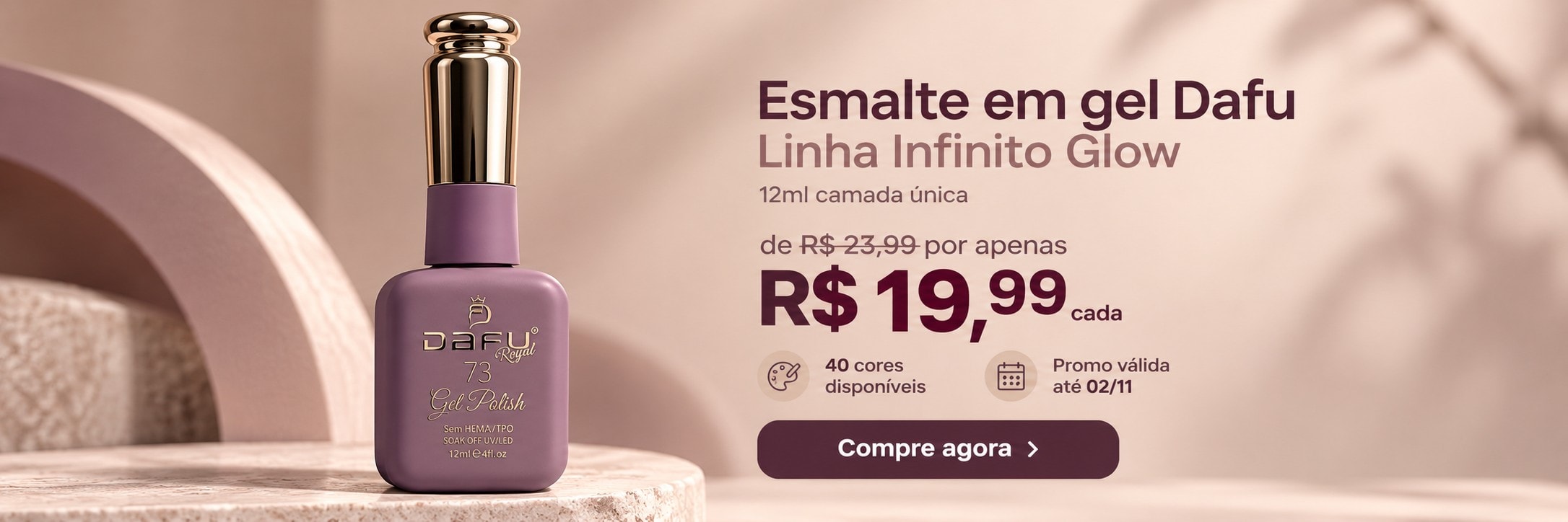 Esmalte em gel Dafu Infinito Glow por R$ 19,99 até 02/11