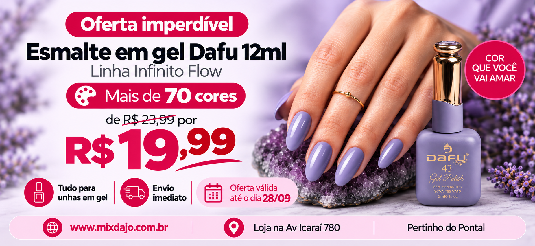 Esmalte em gel Dafu Infinito Flow por R$ 19,99, oferta até 28/09