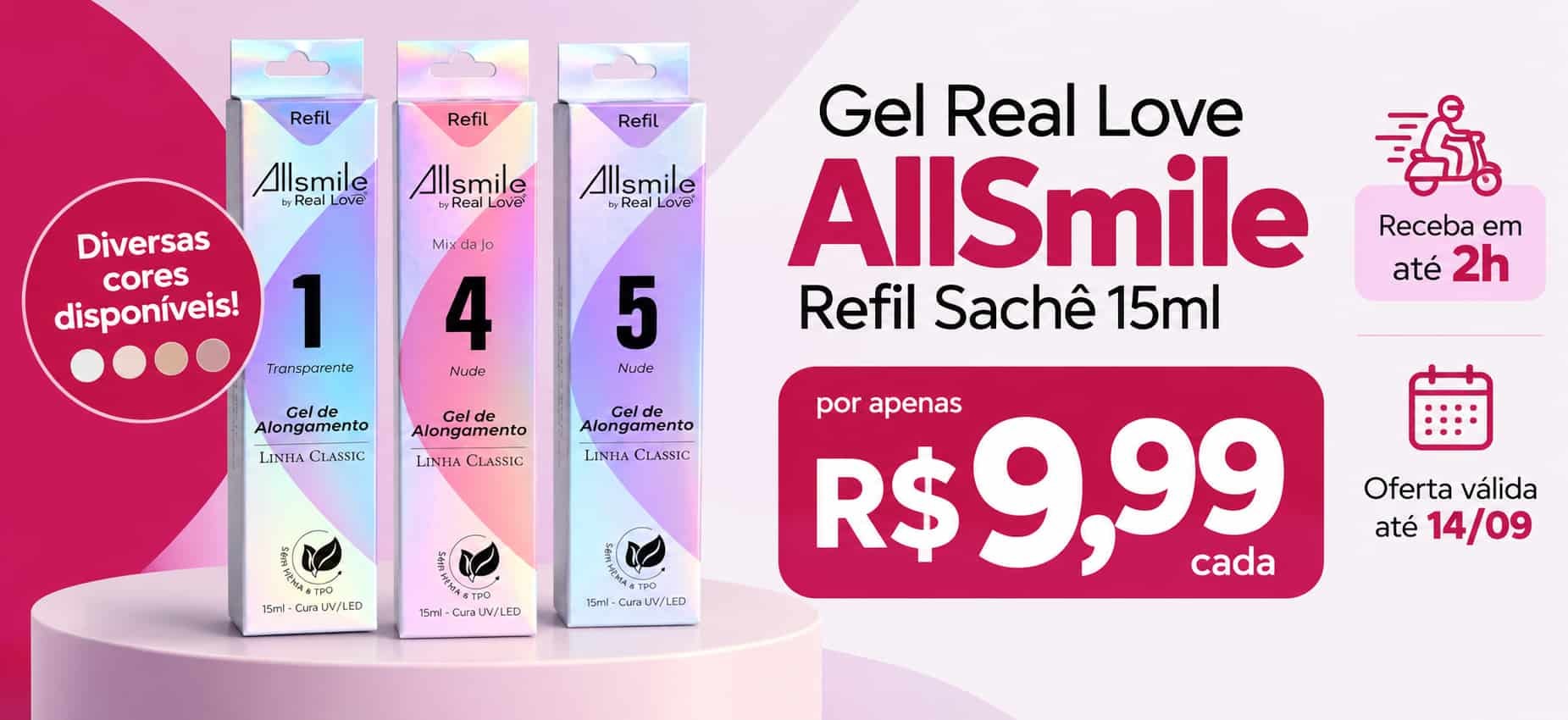 Banner de liquida de esmalte em gel