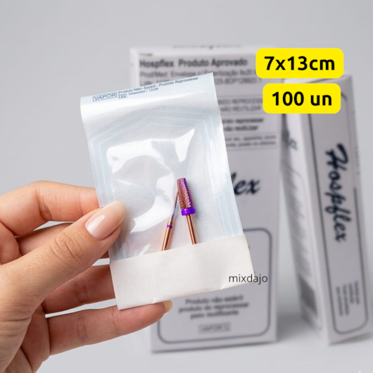 100 Envelopes Para Esterilização 7 X 13cm Hospflex para unhas