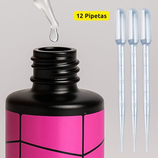12un Pipeta Pasteur Plastica 3ml para dosagem de líquidos dosadora ponta fina para unhas