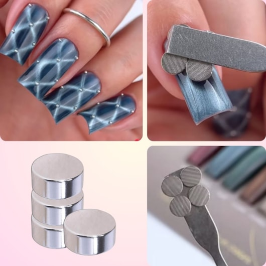 4 Imãs redondos para esmalte magnético neodímio para unhas