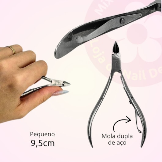 Alicate de cutículas Inox Real Love 9,5cm Mola de aço para unhas