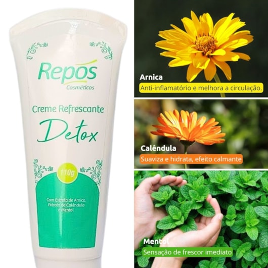 Alívio Imediato Pernas Cansadas e Varizes Creme Refrescante Detox Repos 110g para unhas