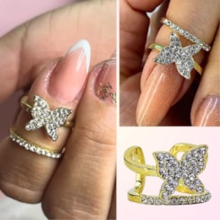 Anel para fotos de unhas Borboleta Ajustável Anel para fotos de unhas Borboleta Ajustável