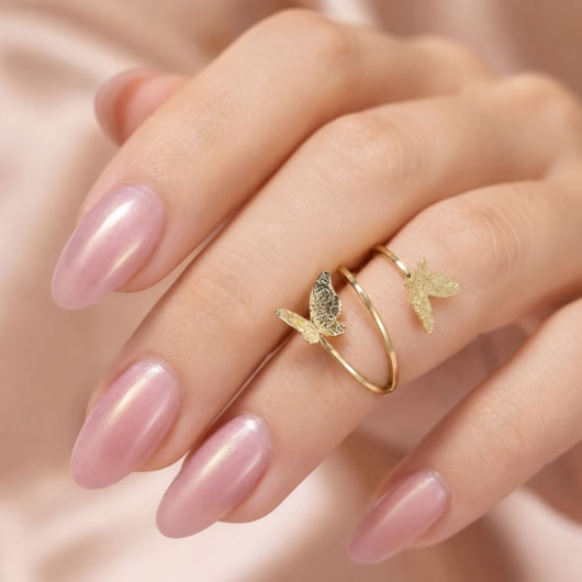 Anel para fotos de unhas Borboletas Ajustável para unhas