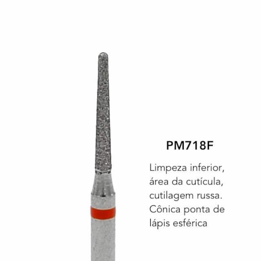 Broca diamantada brilho - PM-718F para área da cutícula para unhas