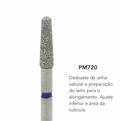 Broca Diamantada Brilho Pm720-N Cônica Ponta Lápis Manicure