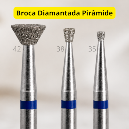 Broca Diamantada pirâmide para cutículas Corte médio Brilho Corte:42 larga
