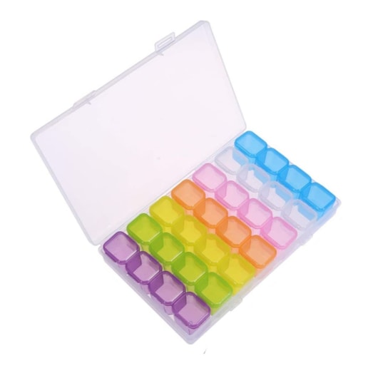 Caixa Organizadora 28 Divisórias Com 7x4 Colorida para unhas