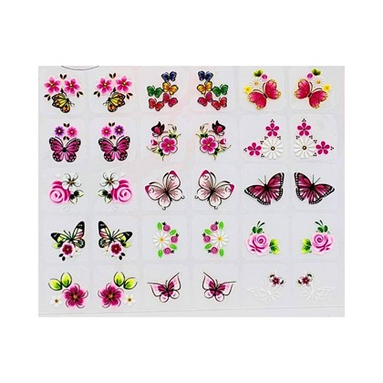 Cartela de Películas borboletas 3d 15 pares