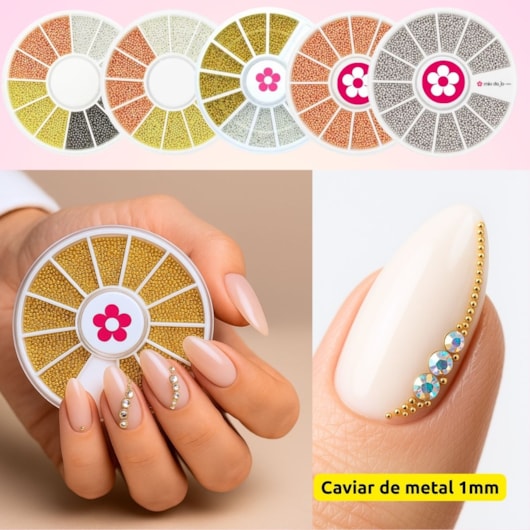 Caviar de metal 1mm para decoração de unhas 12g Disco para unhas