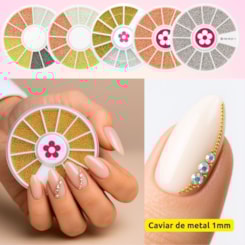 Caviar de metal 1mm para decoração de unhas 12g Disco Caviar de metal 1mm para decoração de unhas 12g Disco