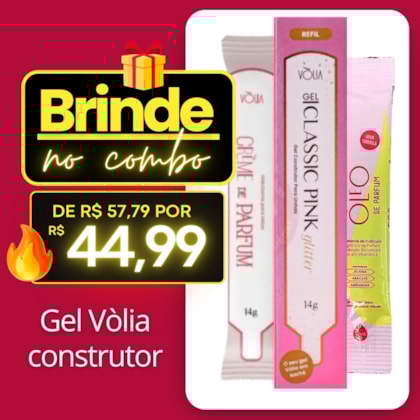 Combo Gel Classic Pink Glitter Óleo e creme de Parfum Volia