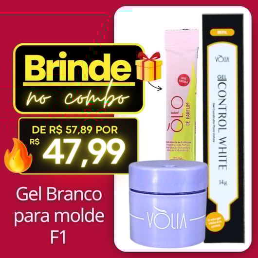 Combo Gel Control White Pote e Óleo de cutículas Volia para unhas