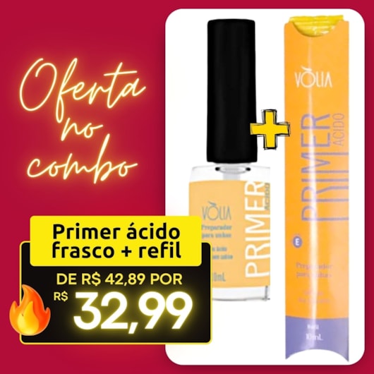Combo primer ácido e refil Vòlia para unhas