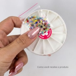 Disco de pedrarias flores Jasmim com caviar Disco de pedrarias flores Jasmim com caviar