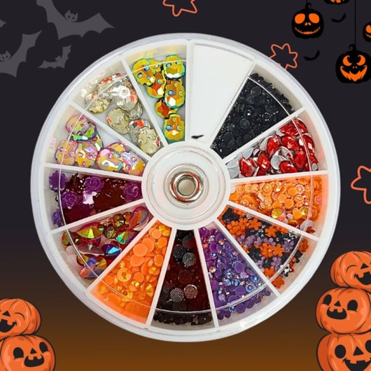 Disco de pedrarias Halloween para unhas