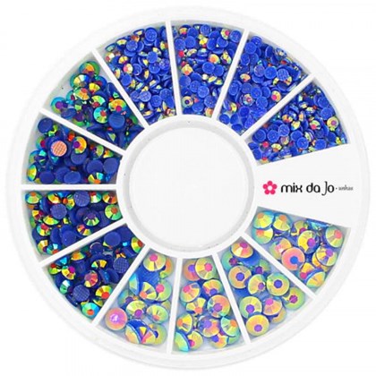 Disco de Pedrarias Jelly para Decoração das Unhas Strass Jelly Azul Bic AB 2, 3 e 4mm