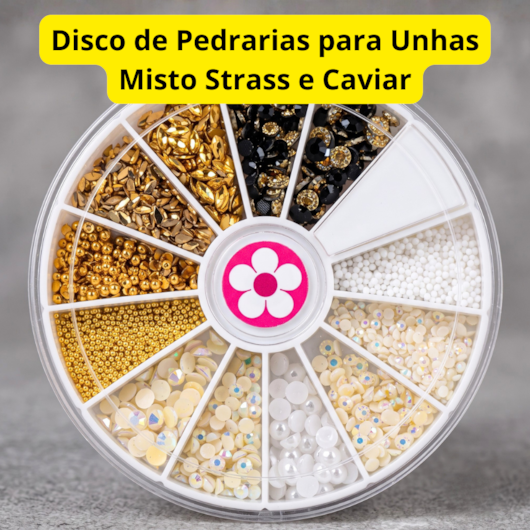 Disco de Pedrarias para Unhas Misto Strass e Caviar | Mix da Jo para unhas