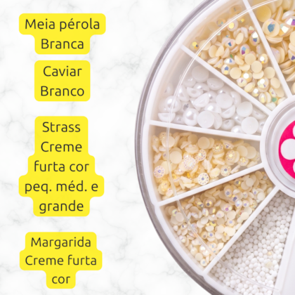 Disco de Pedrarias para Unhas Misto Strass e Caviar | Mix da Jo