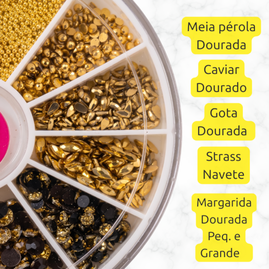 Disco de Pedrarias para Unhas Misto Strass e Caviar | Mix da Jo para unhas