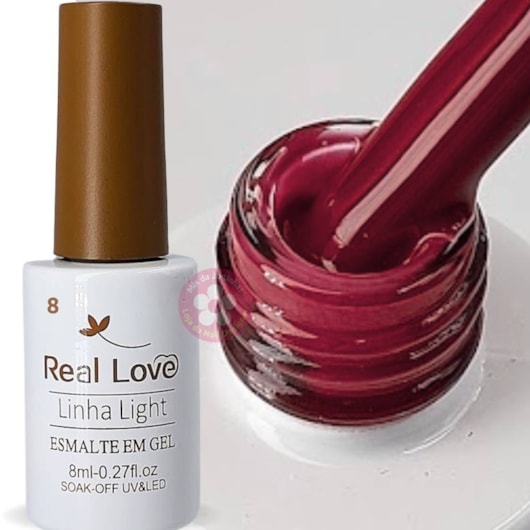 Esmalte em gel 08 vermelho marsala 8ml Real Love para unhas