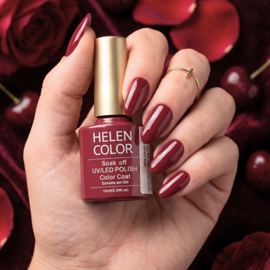 Esmalte em Gel 10ml Helen Color Coleção 2023 - Cor:139 Cereja Rubi para unhas