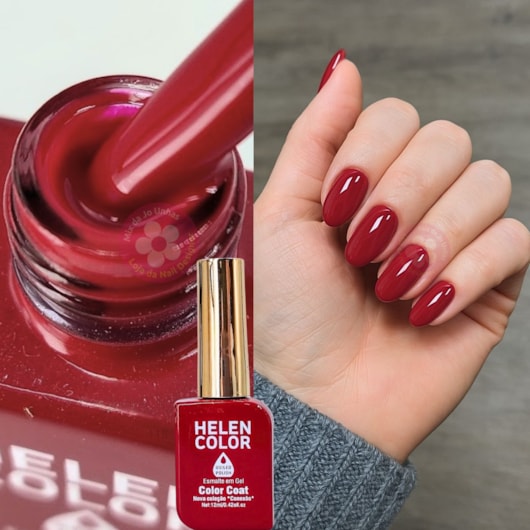 Esmalte em gel 118 Vermelho Forte Conexão Helen Color 12ml para unhas