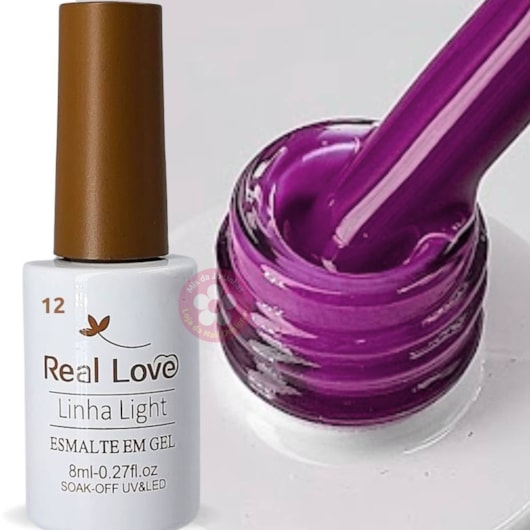 Esmalte em gel 12 Roxo Uva 8ml Real Love para unhas