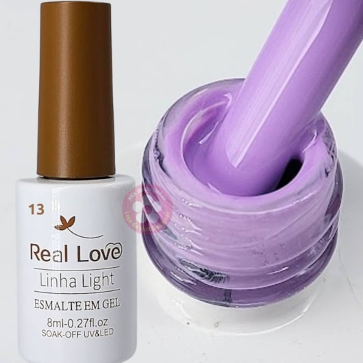 Esmalte em gel 13 Lilás bebê 8ml Real Love para unhas