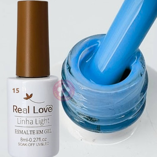 Esmalte em gel 15 Azul Napoli 8ml Real Love para unhas