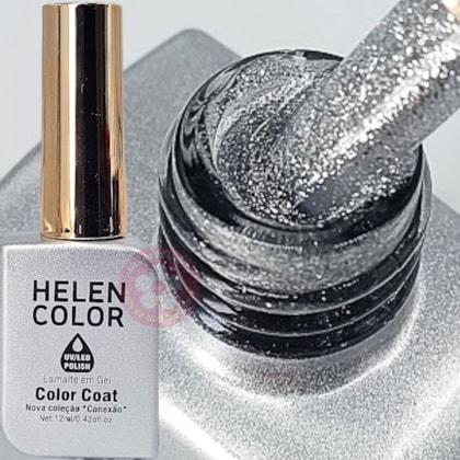 Esmalte em gel 15 Transparente Glitter Conexão Helen Color 12ml