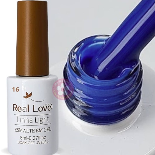 Esmalte em gel 16 Azul Grêmio 8ml Real Love para unhas