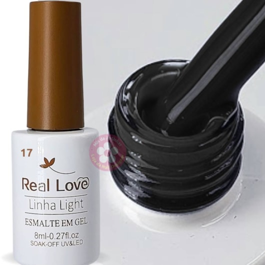 Esmalte em gel 17 Preto 8ml Real Love para unhas