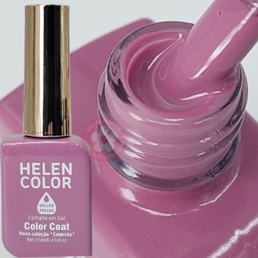 Esmalte em gel 185 Lilás envelhecido Conexão Helen Color 12ml para unhas