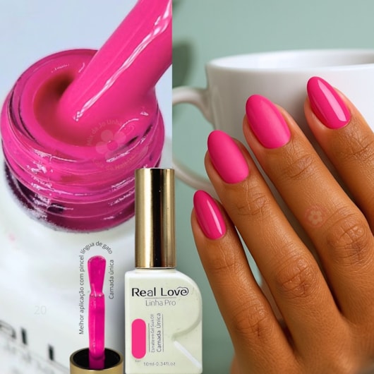 Esmalte em gel 20 Rosa Barbie Linha PRO Real Love para unhas