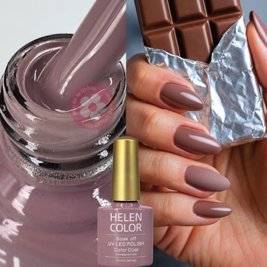 Esmalte em gel Almond Taupe Soak Off Helen Color 10ml para unhas