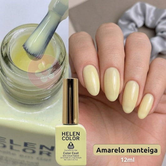 Esmalte em gel Amarelo Manteiga Helen Color 12ml Conexão para unhas