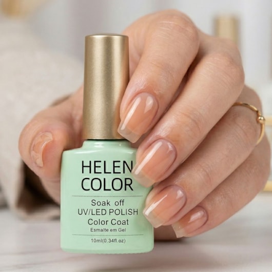 Esmalte em gel Amarelo translúcido Helen Color Soak Off 10ml 186 para unhas
