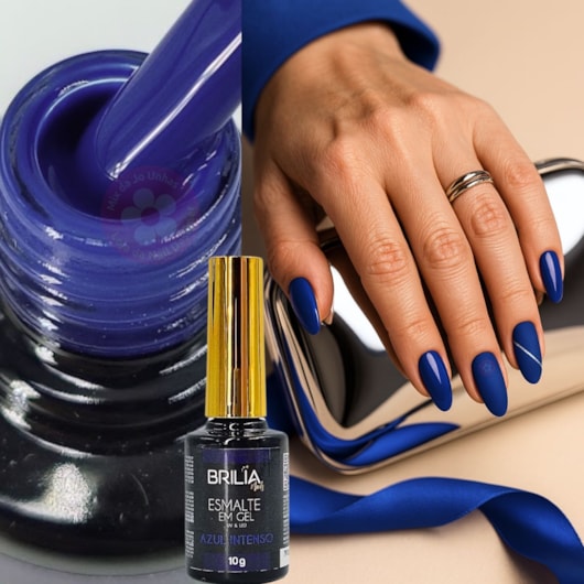 Esmalte em gel Azul Intenso Brilia 10g Fechado escuro para unhas