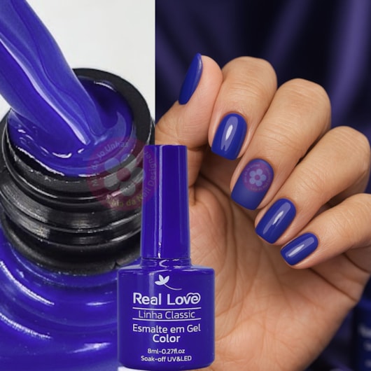 Esmalte em gel Azul Royal fechado Real Love Linha Classic 8ml 032 para unhas