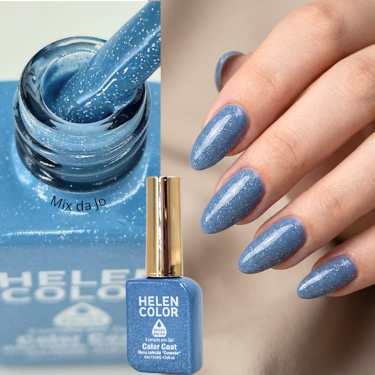 Esmalte em gel Azulzinho Cintilante Helen Color 12ml Conexão 64 para unhas