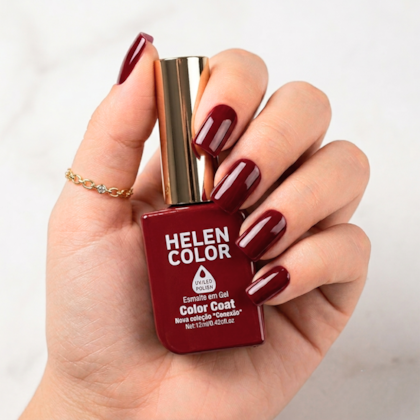 Esmalte em gel Bordô Intenso Helen Color 12ml Conexão 249