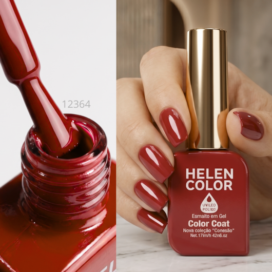 Esmalte em gel Borgonha Helen Color 12ml Conexão 122 para unhas