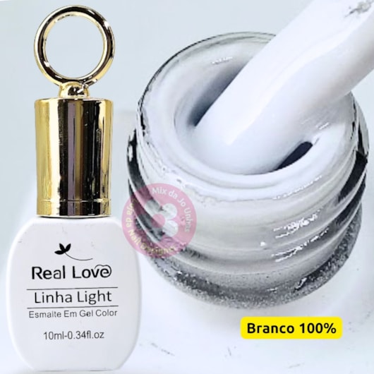 Esmalte em gel Branco 100% 27 10ml Real Love Chaveirinho para unhas